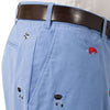 Cisco Short in Periwinkle Blue with Embroidered BBQ Motif by Castaway Clothing - Country Club Prep