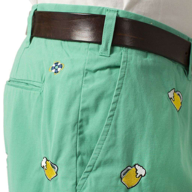 Cisco Short in Seaglass Green with Embroidered Beer Mugs by Castaway Clothing - Country Club Prep