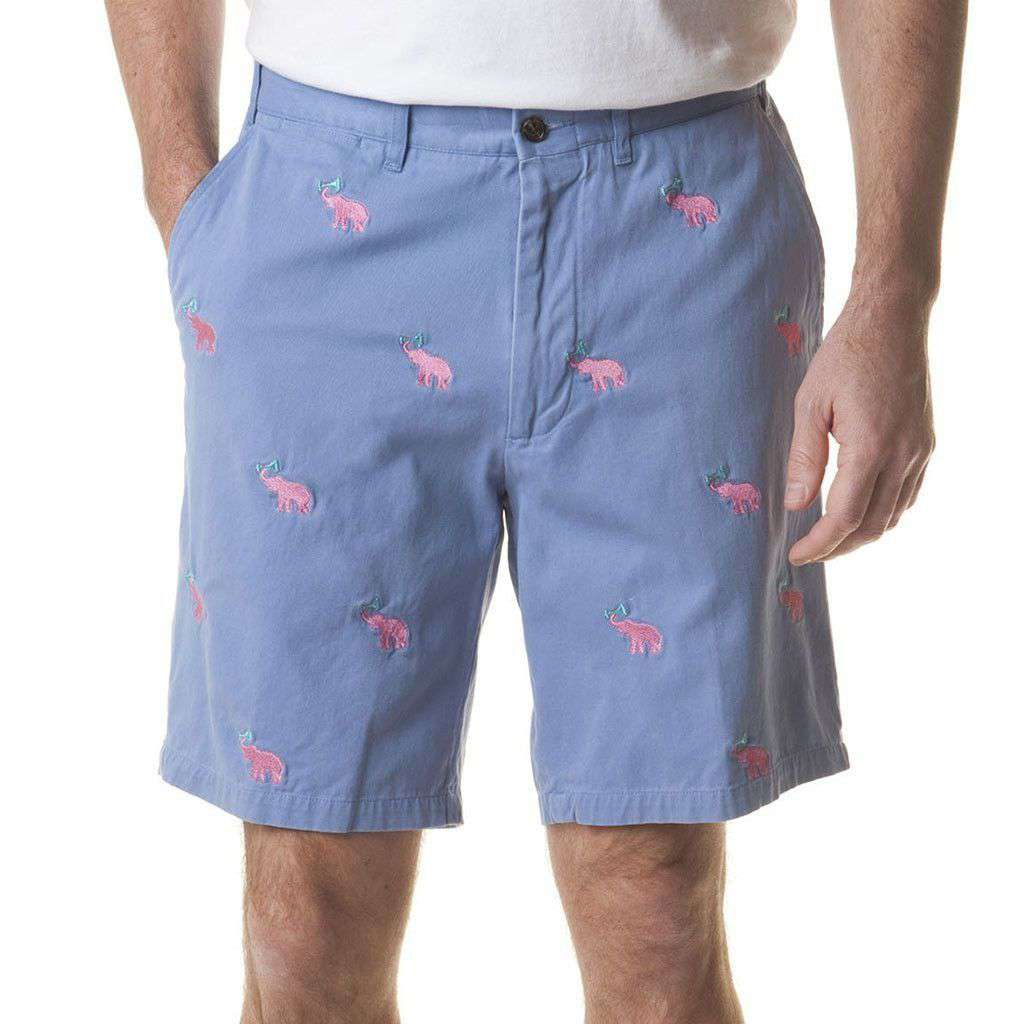 Castaway Cisco Short In Storm With Embroidered Pink Elephant Martinis Castaway Cisco Short In Storm With Embroidered Pink Elephant Martinis
