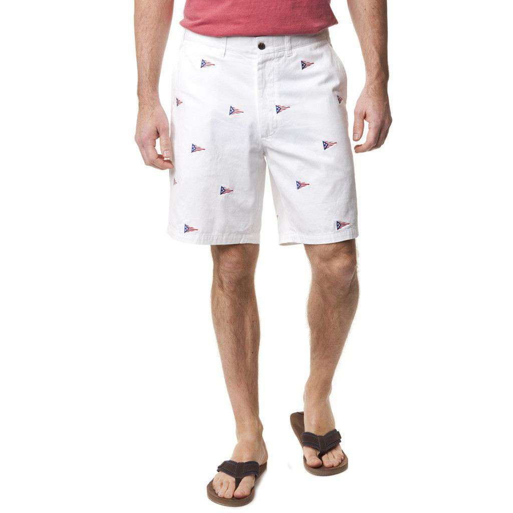 Cisco Short in White with American Burgee by Castaway Clothing - Country Club Prep
