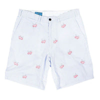 Cisco Shorts in Blue Seersucker with Embroidered Flying Pig by Castaway Clothing - Country Club Prep