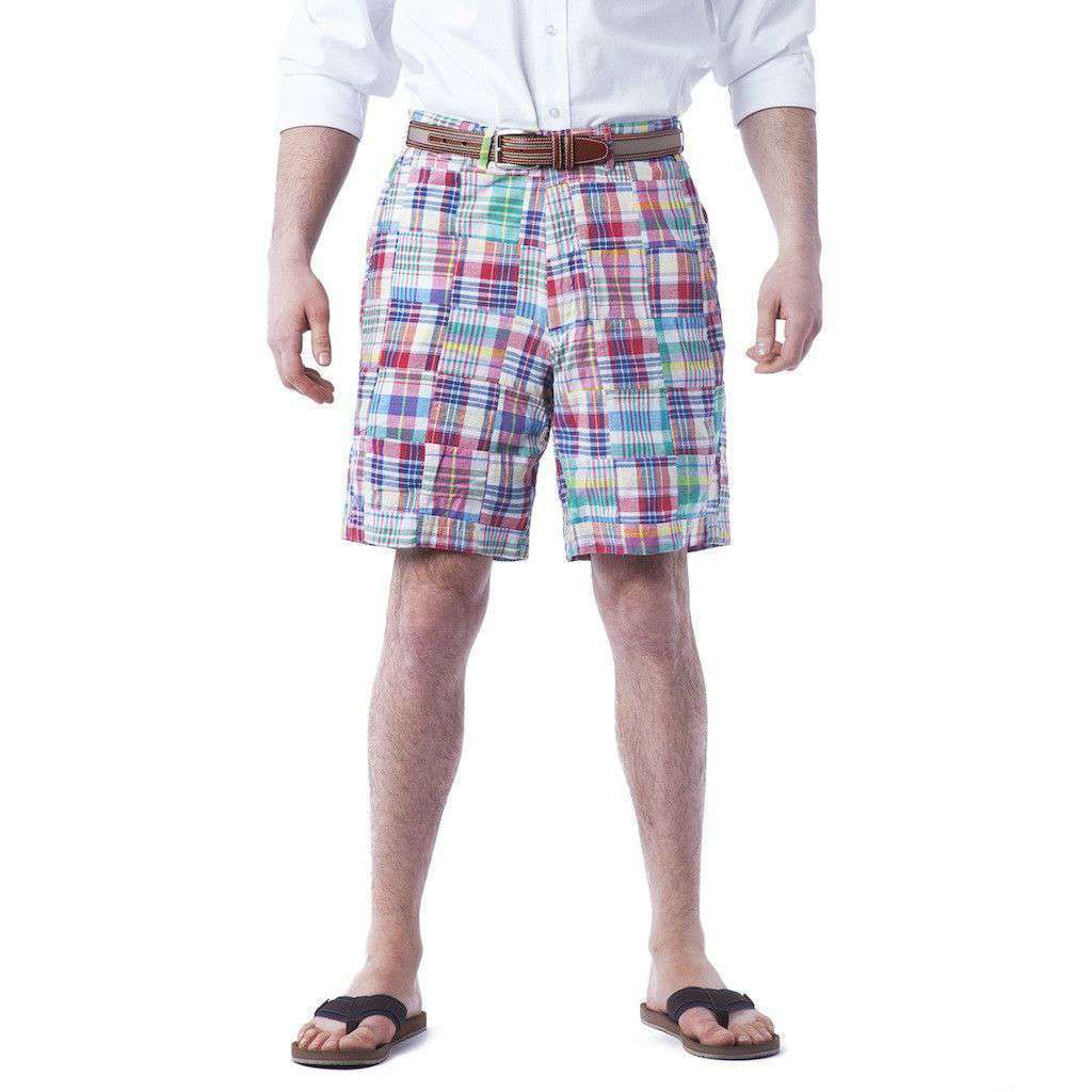 Cisco Shorts in Columbus Patch Madras by Castaway Clothing - Country Club Prep