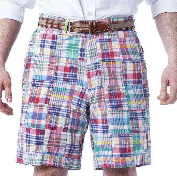 Cisco Shorts in Columbus Patch Madras by Castaway Clothing - Country Club Prep