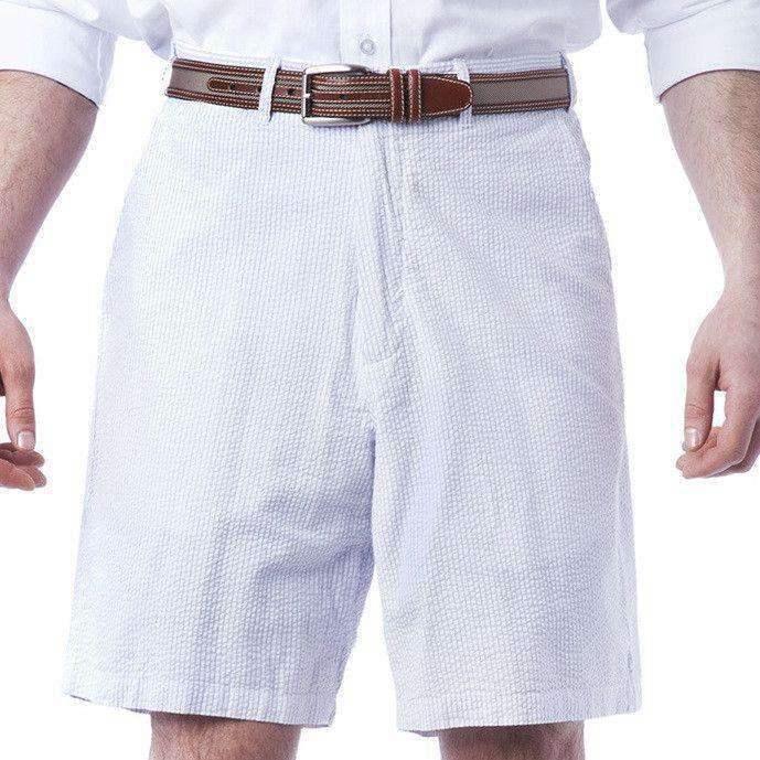 Cisco Shorts in Lilac Seersucker by Castaway Clothing - Country Club Prep