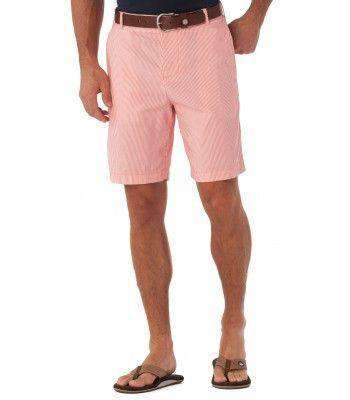 Double-Sided Seersucker Shorts in Coral Beach Pink by Southern Tide - Country Club Prep