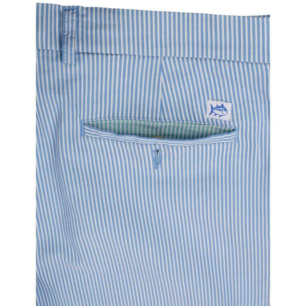Double-Sided Seersucker Shorts in Ocean Channel Blue by Southern Tide - Country Club Prep