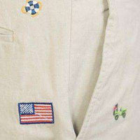 Embroidered Cisco Shorts in Stone with Jeep and American Flag by Castaway Clothing - Country Club Prep