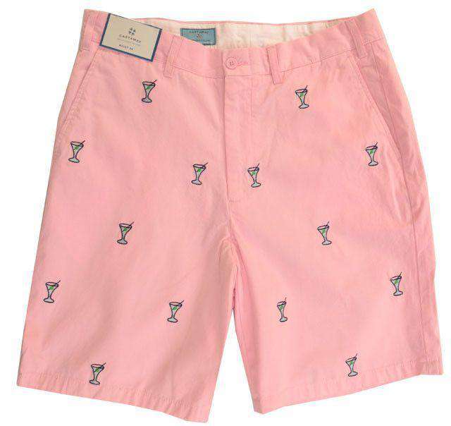 Embroidered Cisco Shorts Pink with Martini by Castaway Clothing - Country Club Prep