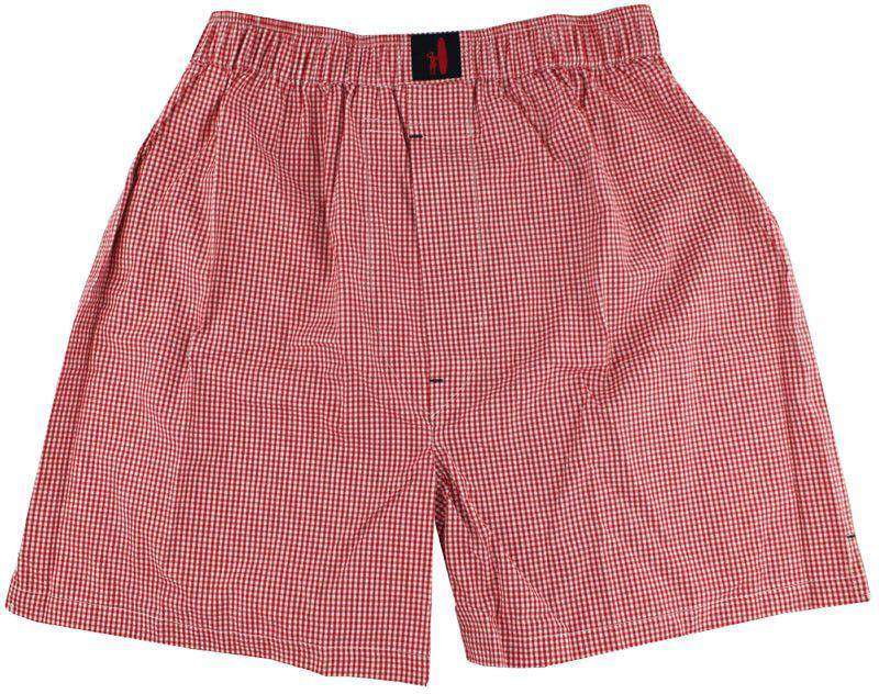 Gingham Boxers in Red by Johnnie-O - Country Club Prep