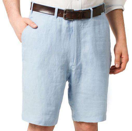 Lighthouse Linen Shorts in Great Point Blue by Castaway Clothing - Country Club Prep