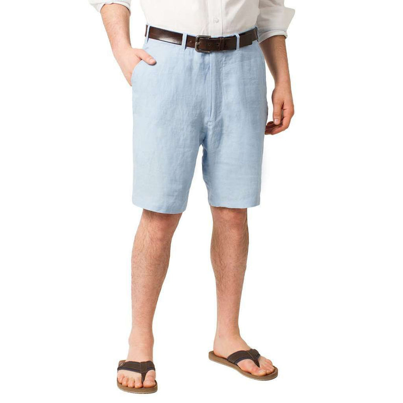 Lighthouse Linen Shorts in Great Point Blue by Castaway Clothing - Country Club Prep