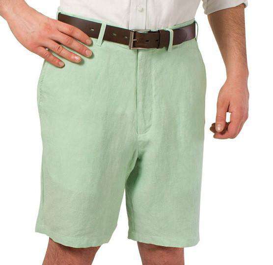 Lighthouse Linen Shorts in Seafoam Green by Castaway Clothing - Country Club Prep