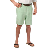 Lighthouse Linen Shorts in Seafoam Green by Castaway Clothing - Country Club Prep