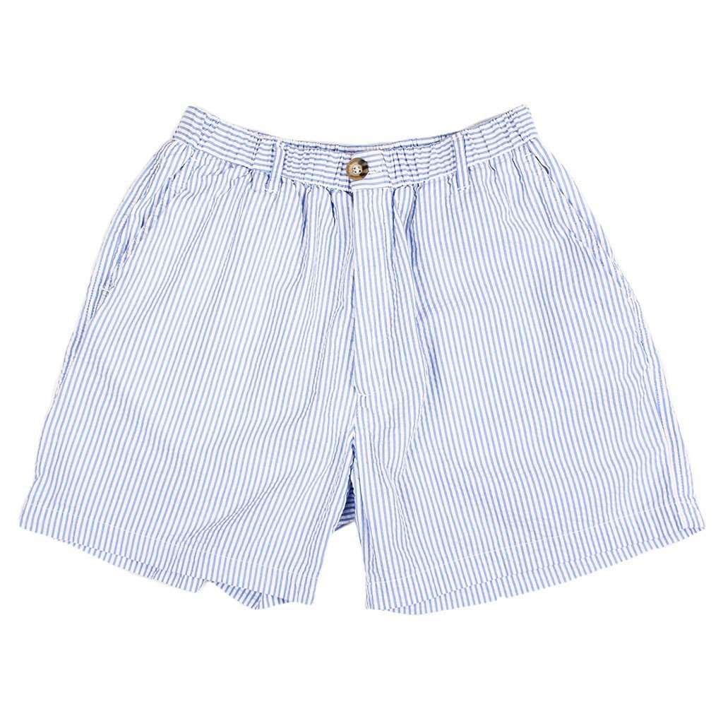 Longshanks 5.5" Seersucker Shorts in Light Blue by Country Club Prep - Country Club Prep