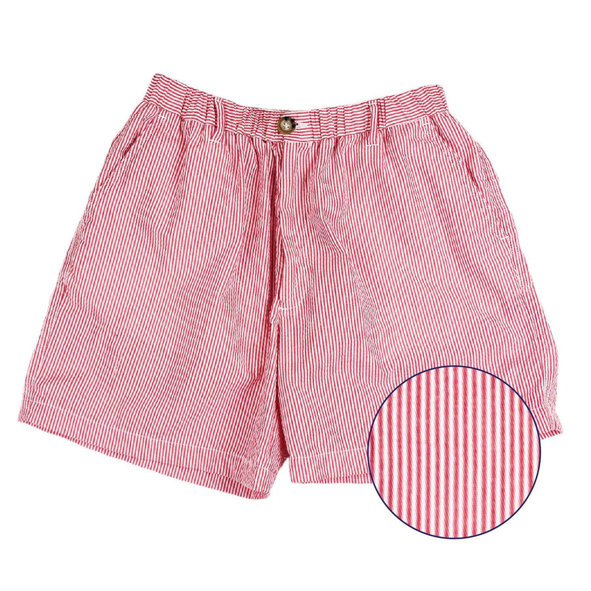 Longshanks 5.5" Seersucker Shorts in Red by Country Club Prep - Country Club Prep