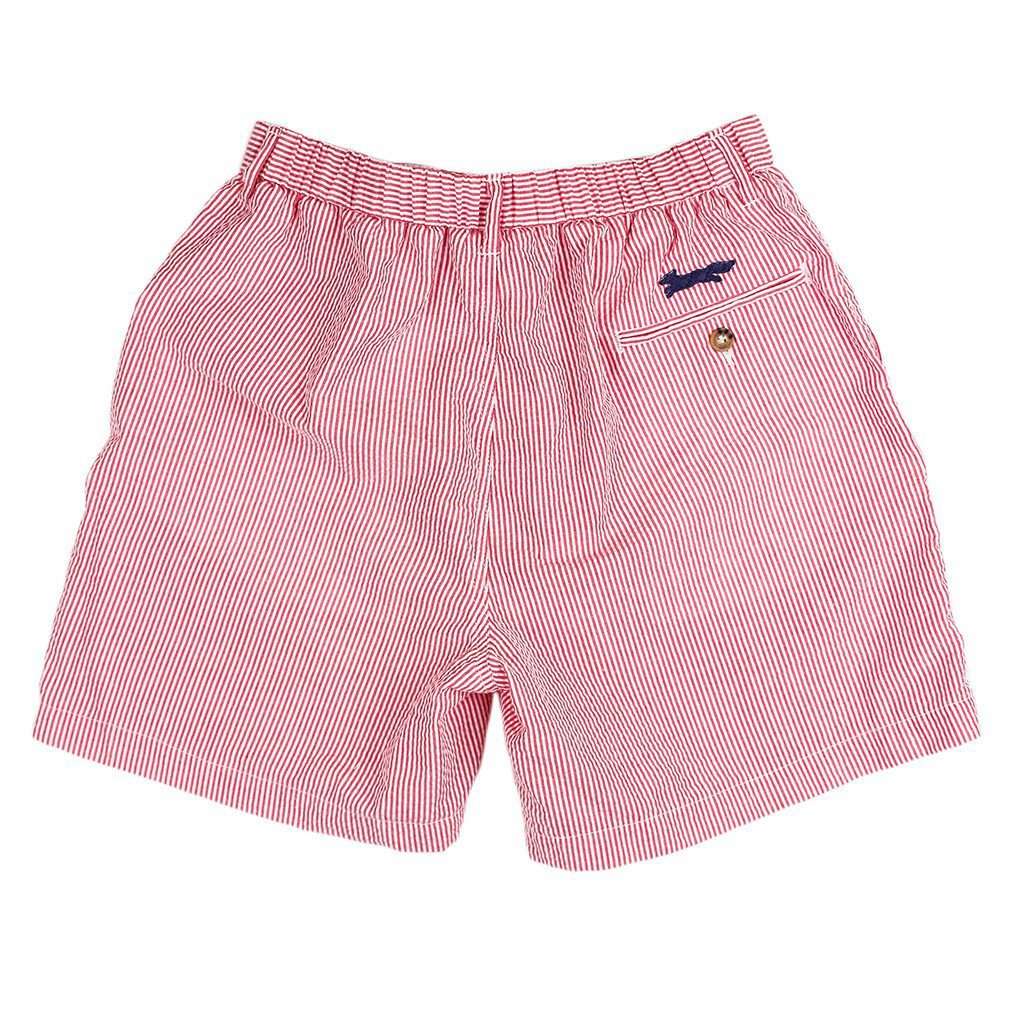 Longshanks 5.5" Seersucker Shorts in Red by Country Club Prep - Country Club Prep