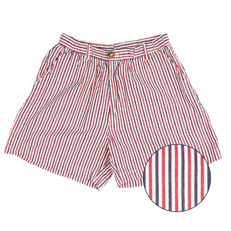 Longshanks 5.5" Seersucker Shorts in Red, White, & Blue by Country Club Prep - Country Club Prep