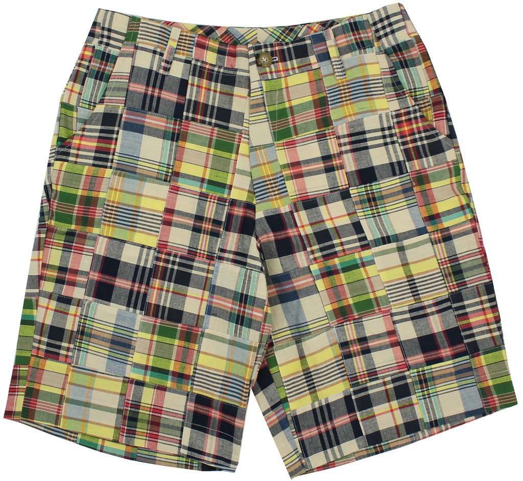 Madras Plaid Patchwork Bermuda Shorts in Great Island by Just Madras - Country Club Prep