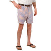 Mariner Short in Fiesta Orange and Royal Blue Gingham Seersucker by Castaway Clothing - Country Club Prep