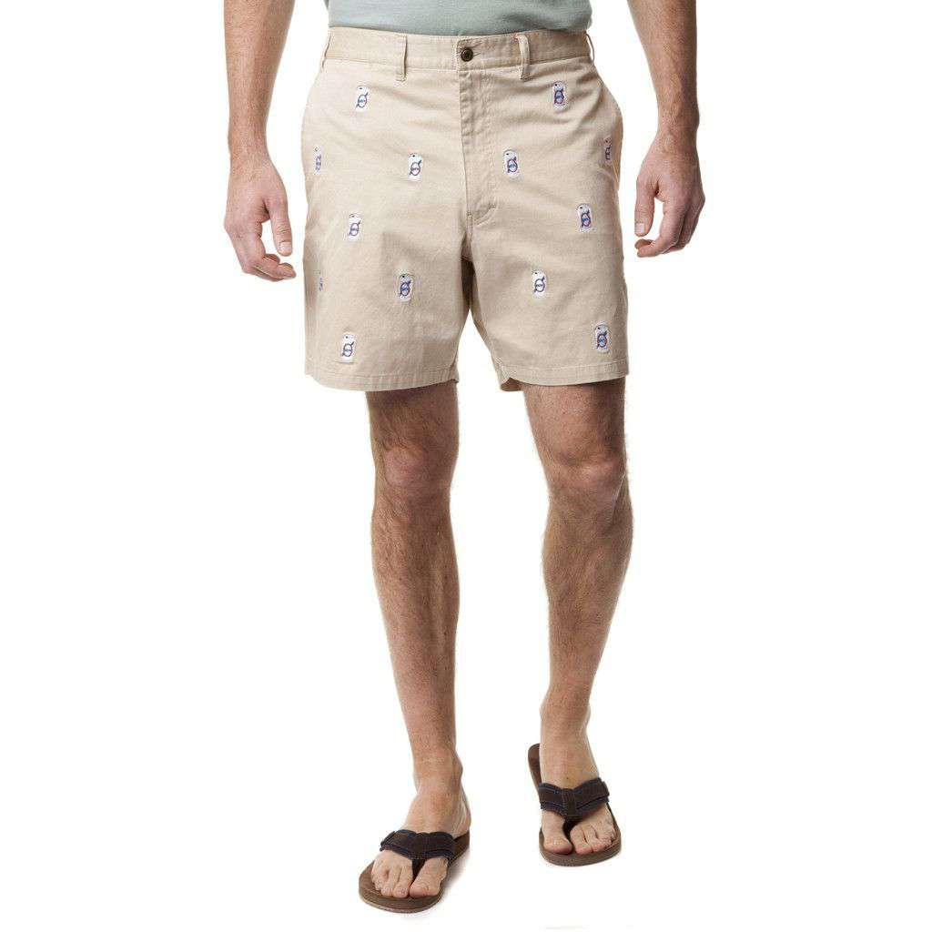 Mariner Short in Tan with Beer Cans by Castaway Clothing - Country Club Prep