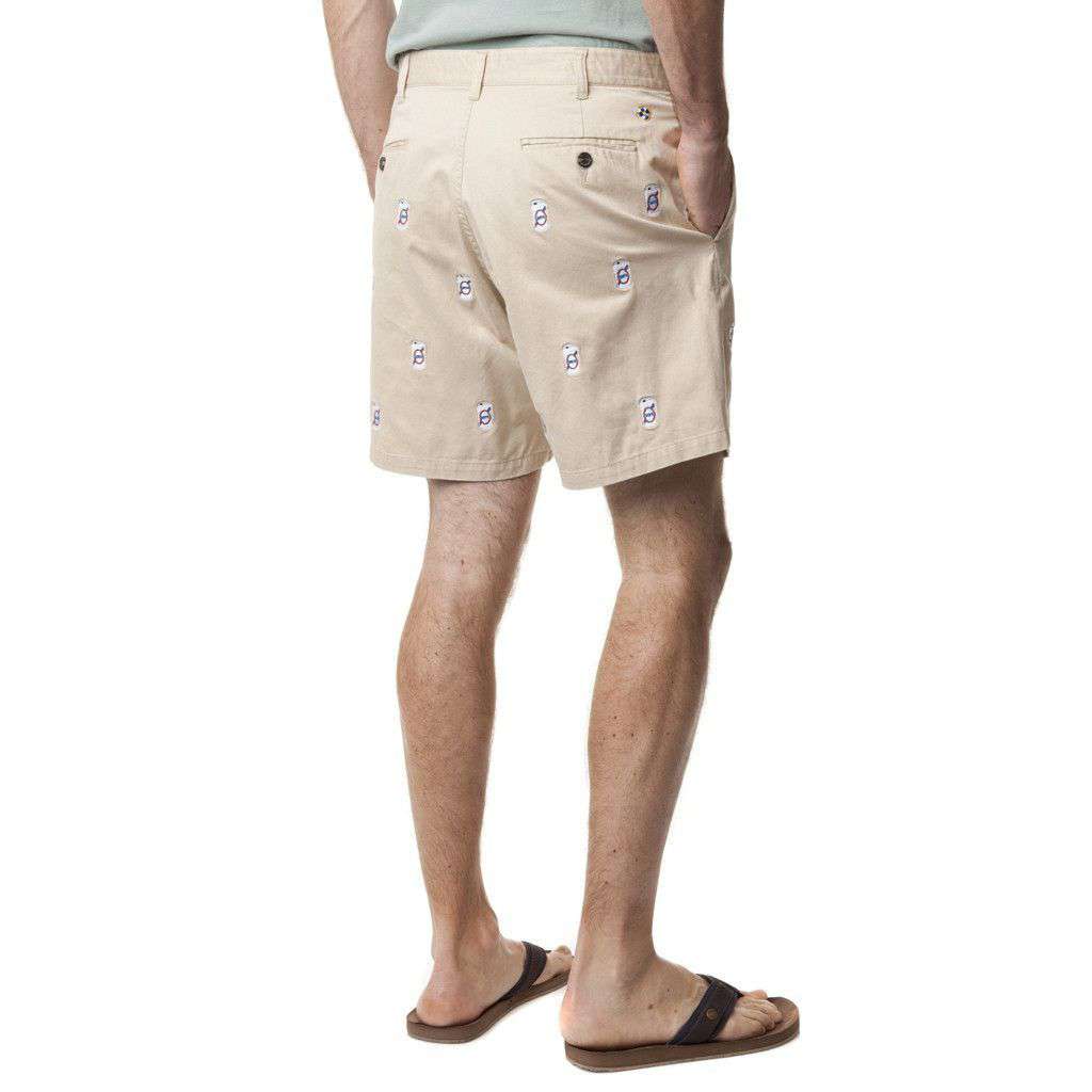 Mariner Short in Tan with Beer Cans by Castaway Clothing - Country Club Prep