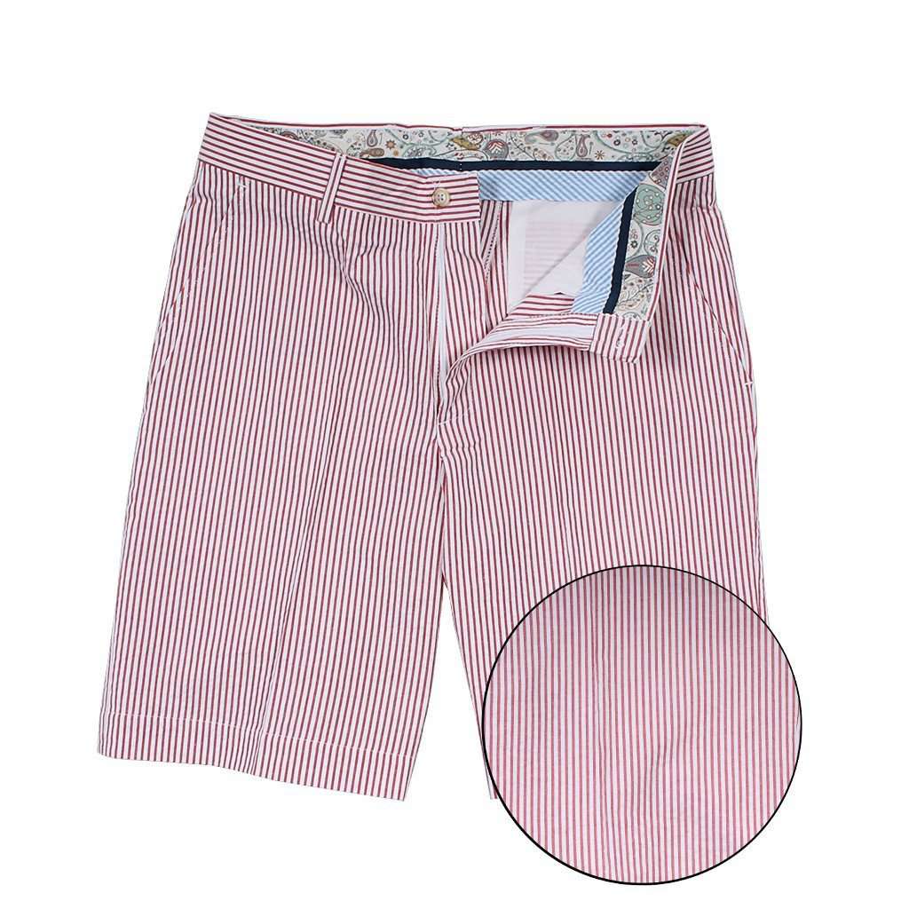 Red Seersucker Shorts by Country Club Prep - Country Club Prep