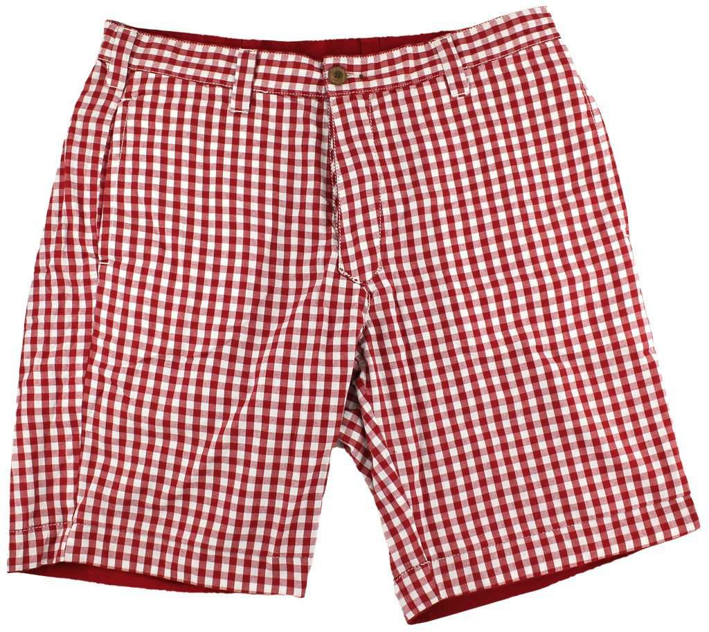 Reversible Shorts in Crimson and White Gingham by Olde School Brand - Country Club Prep