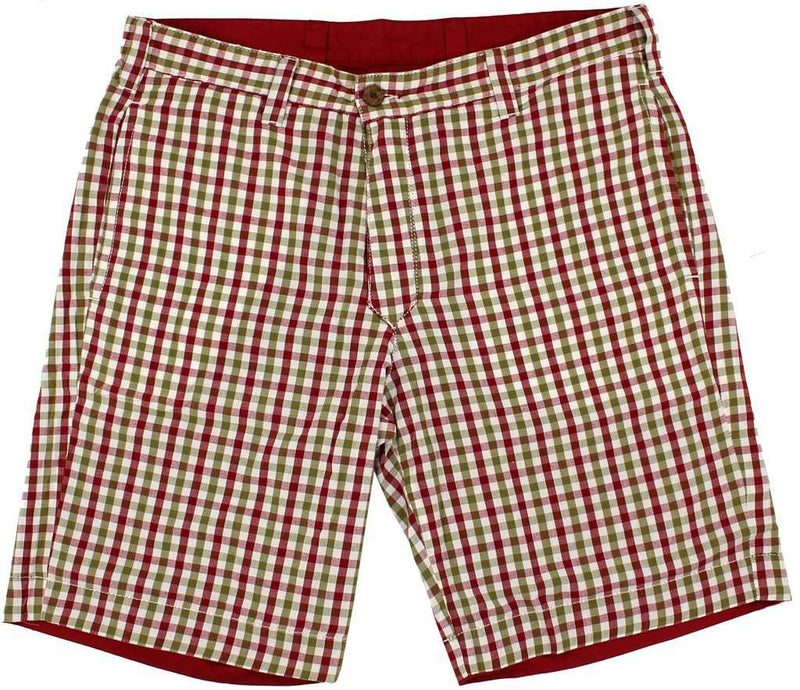 Reversible Shorts in Garnet Madras and Solid by Olde School Brand - Country Club Prep