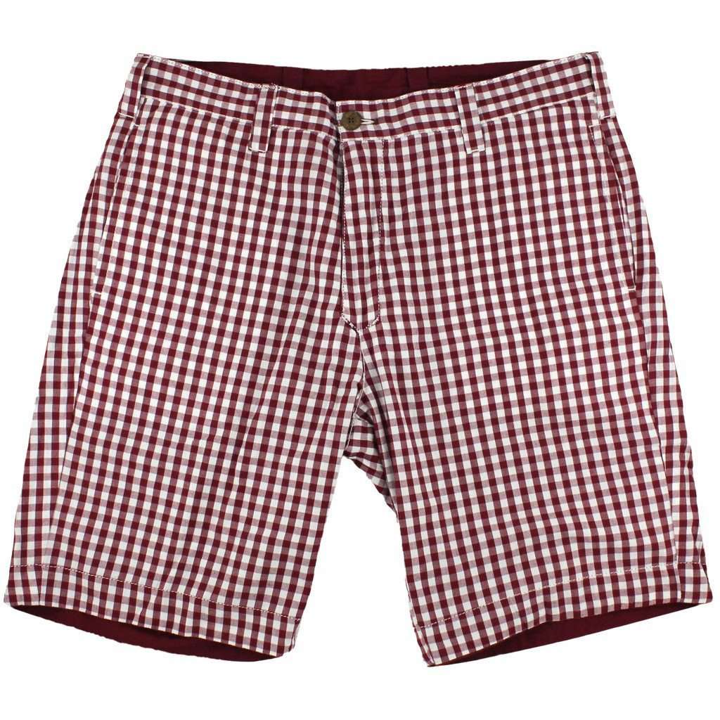 Reversible Shorts in Maroon and White Gingham by Olde School Brand - Country Club Prep