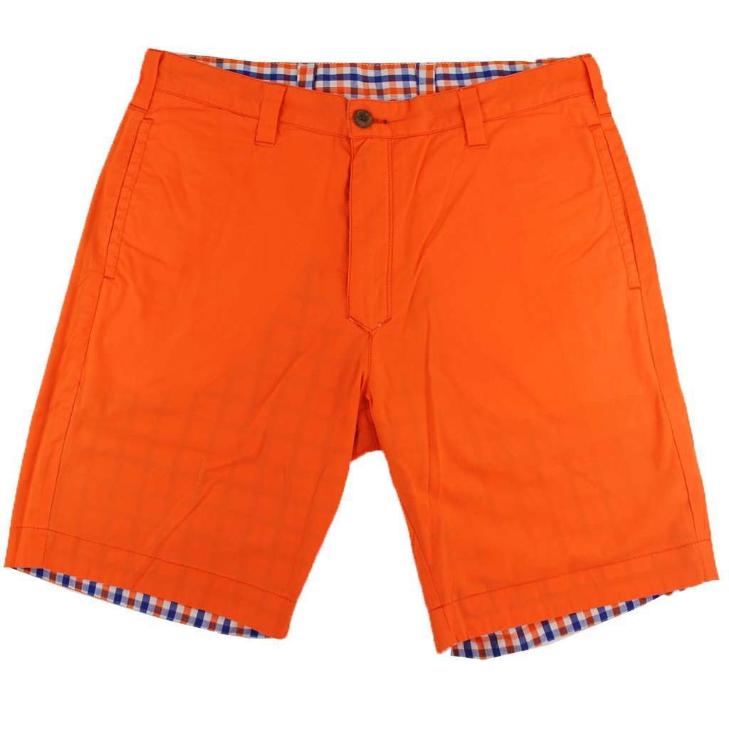 Reversible Shorts in Orange and Blue Gingham by Olde School Brand - Country Club Prep