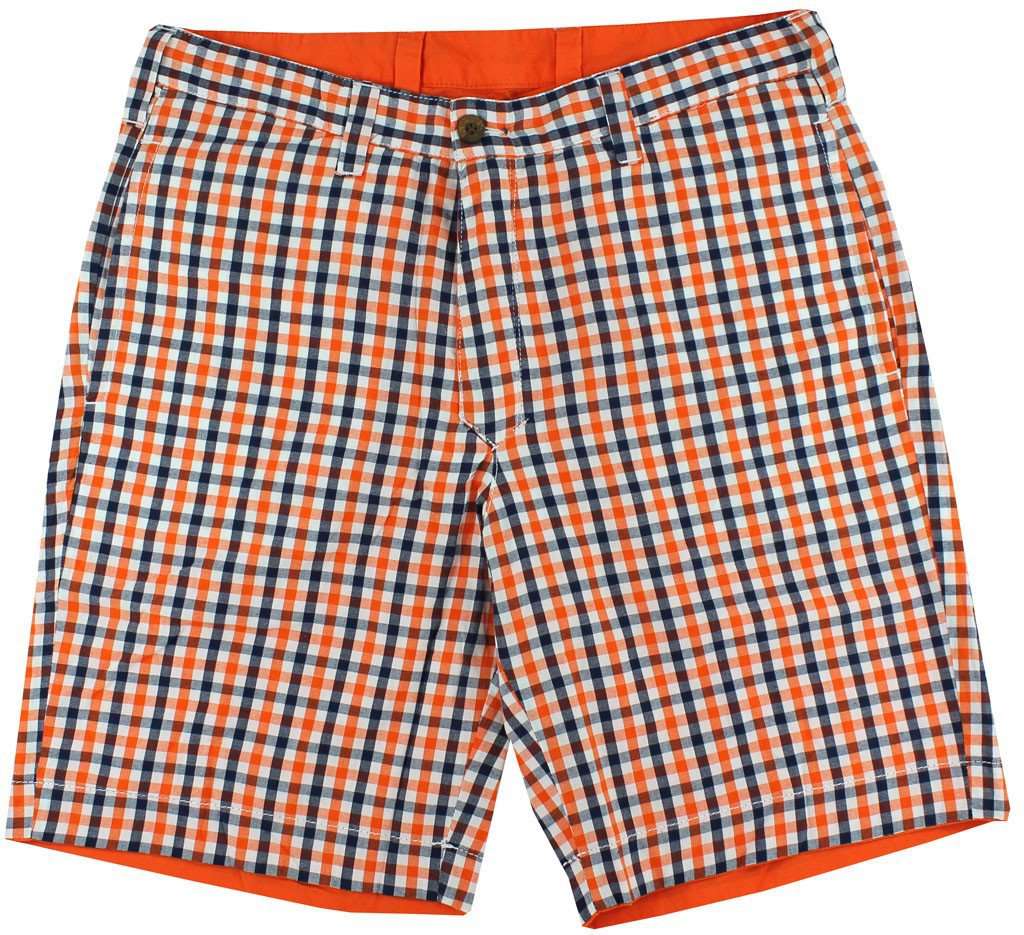 Reversible Shorts in Orange and Navy Madras and Solid by Olde School Brand - Country Club Prep