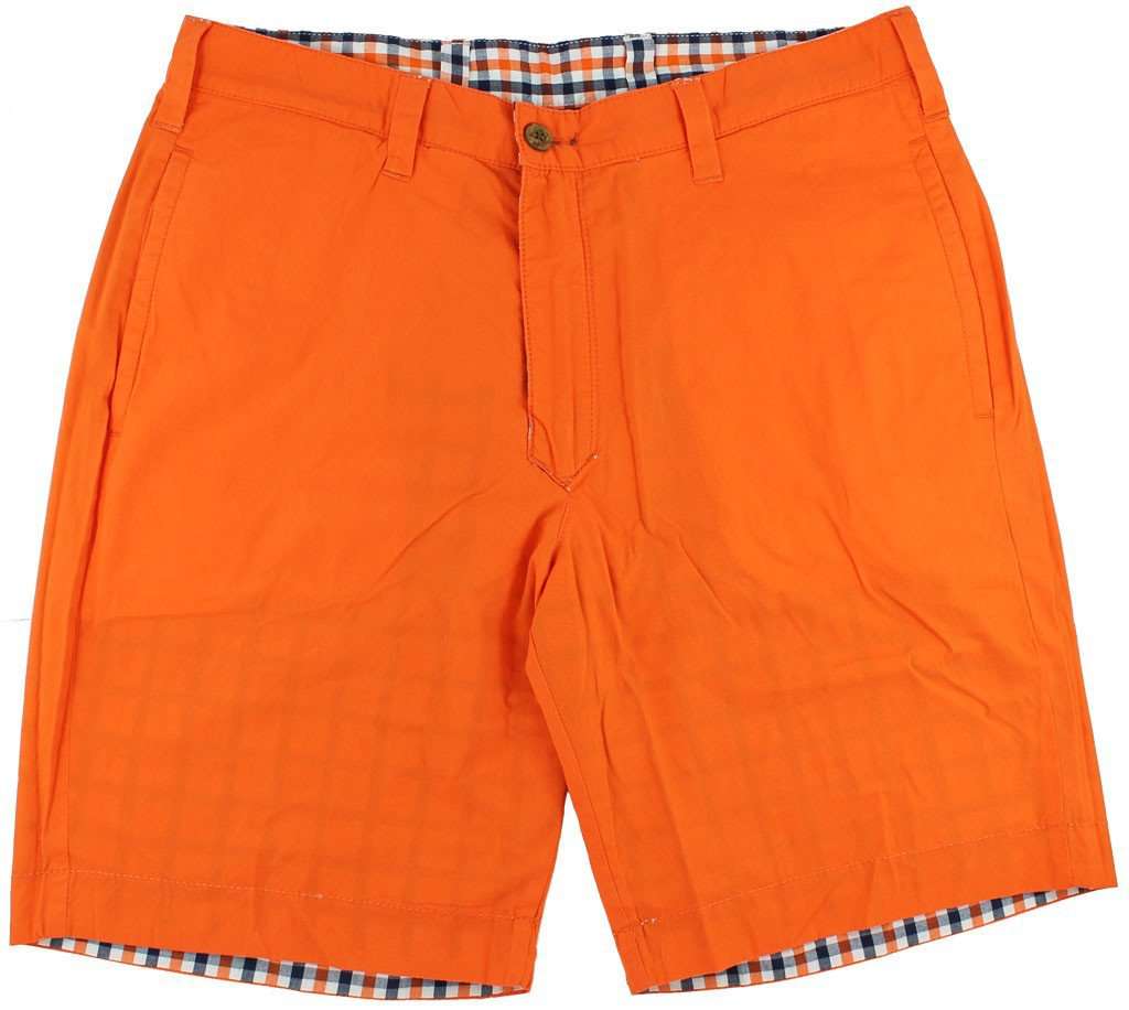 Reversible Shorts in Orange and Navy Madras and Solid by Olde School Brand - Country Club Prep