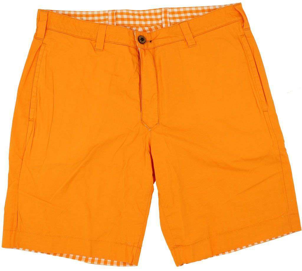 Reversible Shorts in Orange and White Madras and Solid by Olde School Brand - Country Club Prep