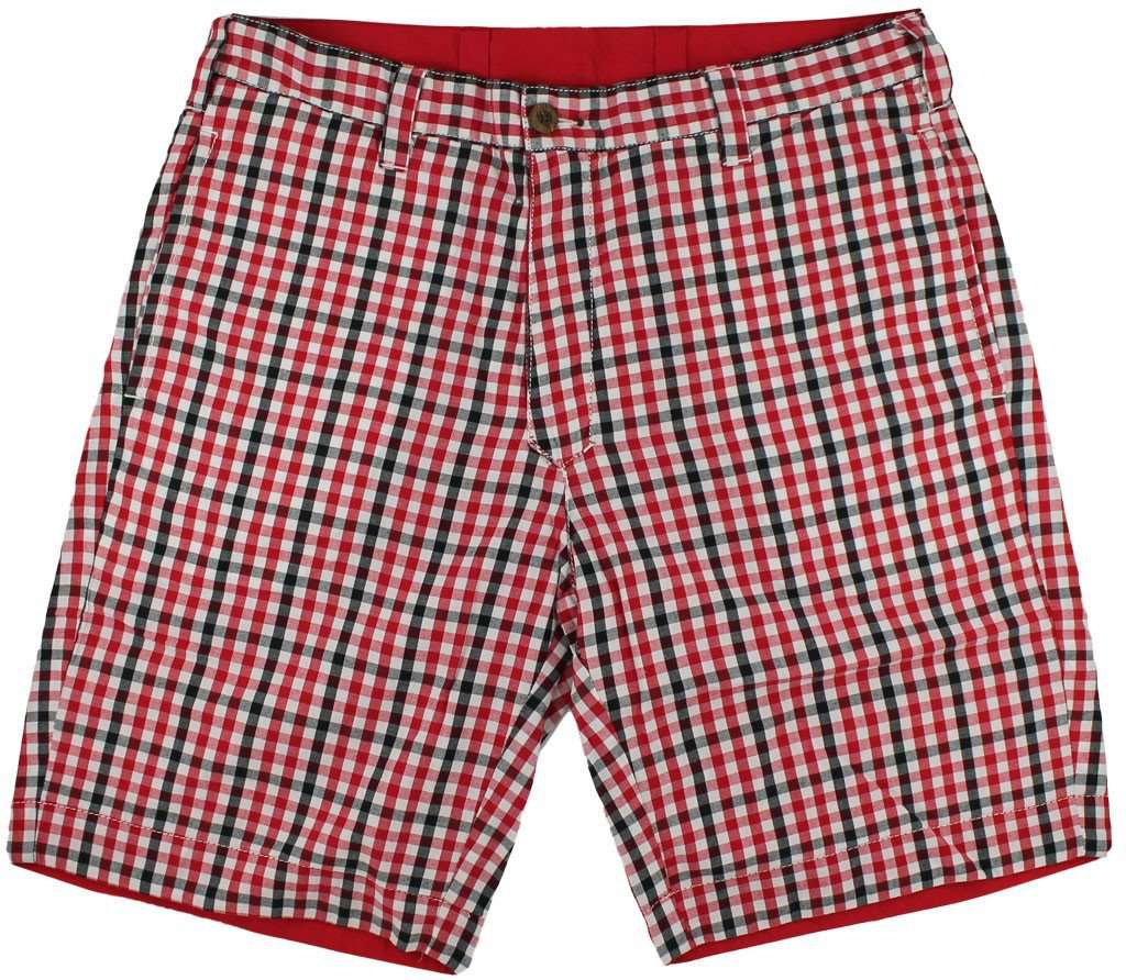 Reversible Shorts in Red and Black Gingham by Olde School Brand - Country Club Prep