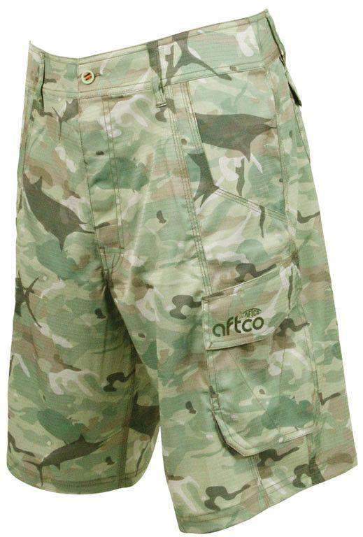 Tactical Fishing Shorts in Green Camo by AFTCO - Country Club Prep