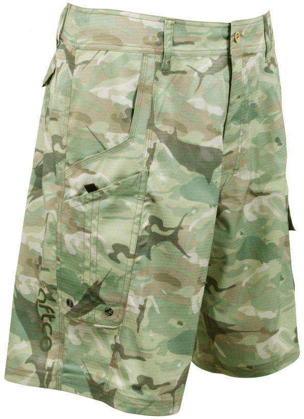 Tactical Fishing Shorts in Green Camo by AFTCO - Country Club Prep