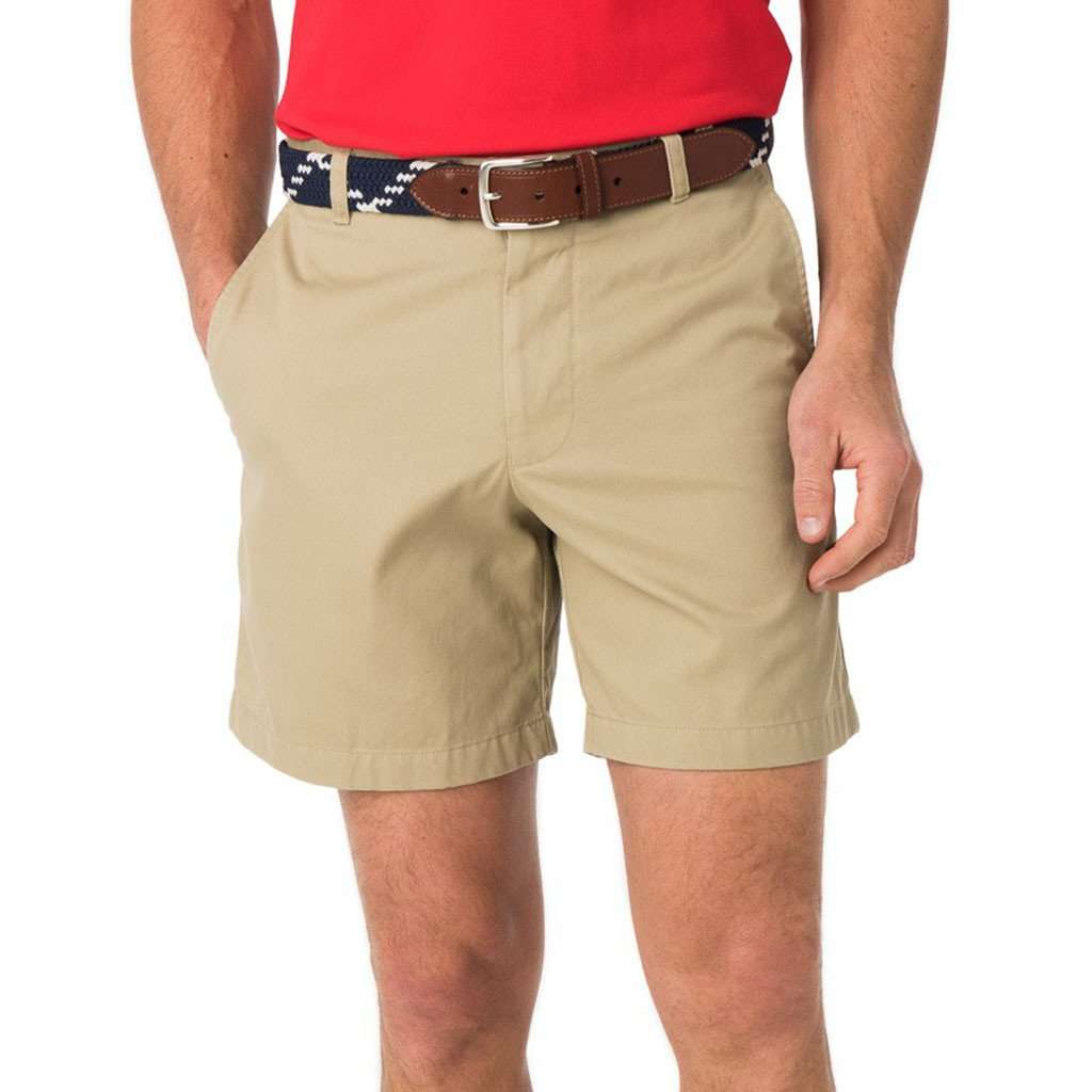 The 7" Skipjack Short in Sandstone Khaki by Southern Tide - Country Club Prep