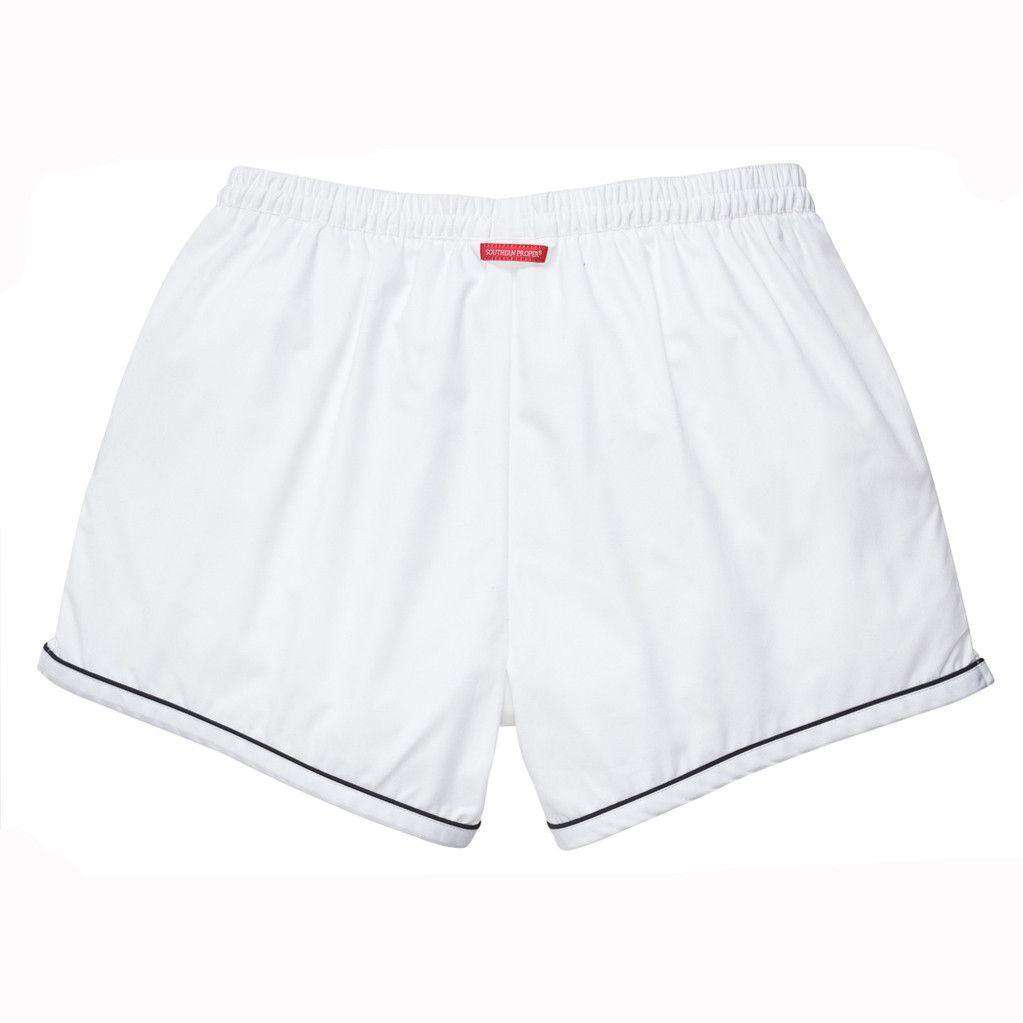 The Hackett Short in White with Navy by Southern Proper - Country Club Prep