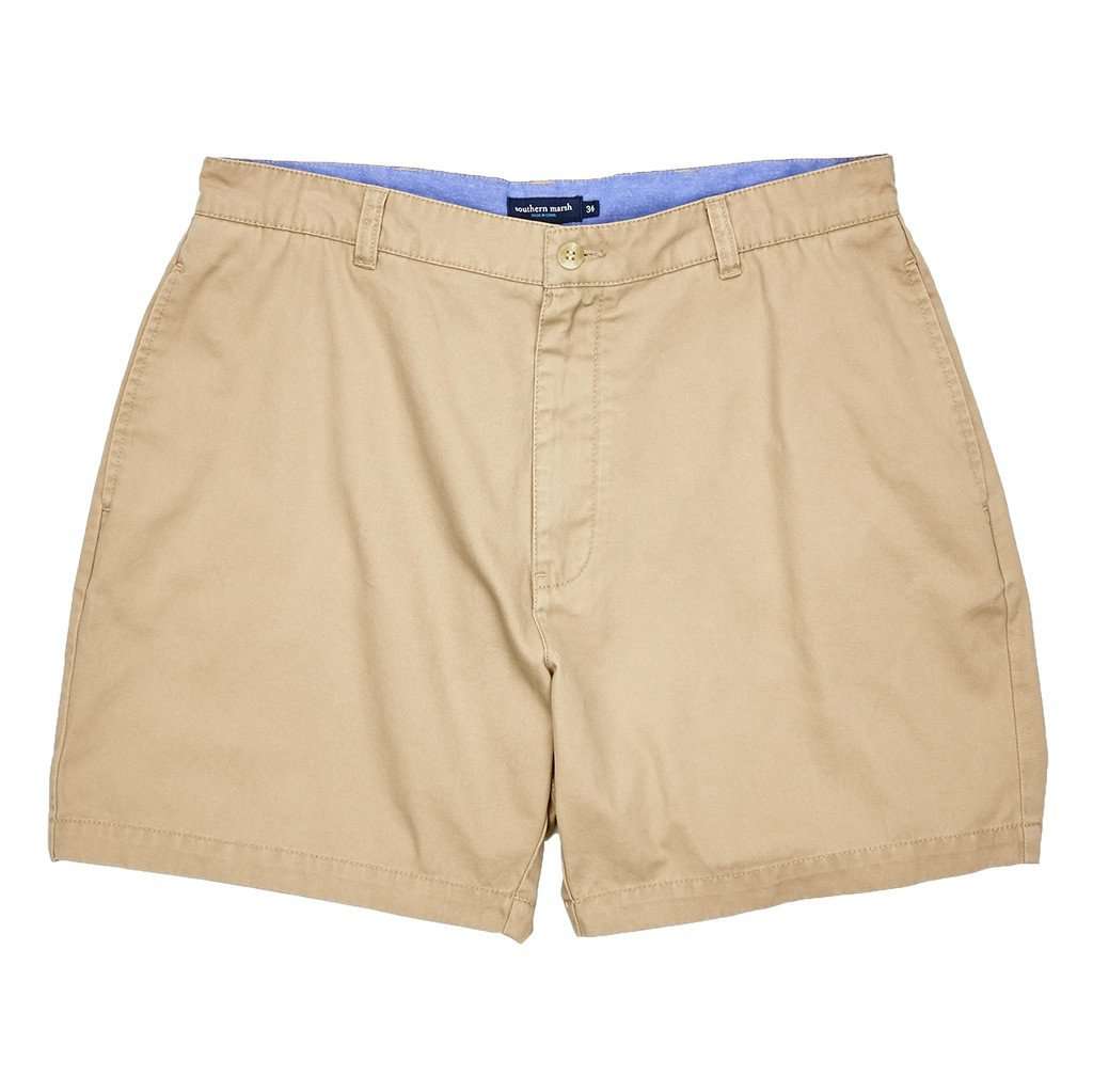 The Regatta 6" Short Flat Front in Khaki by Southern Marsh - Country Club Prep