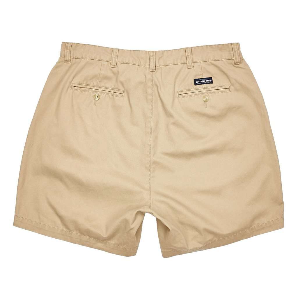 The Regatta 6" Short Flat Front in Khaki by Southern Marsh - Country Club Prep