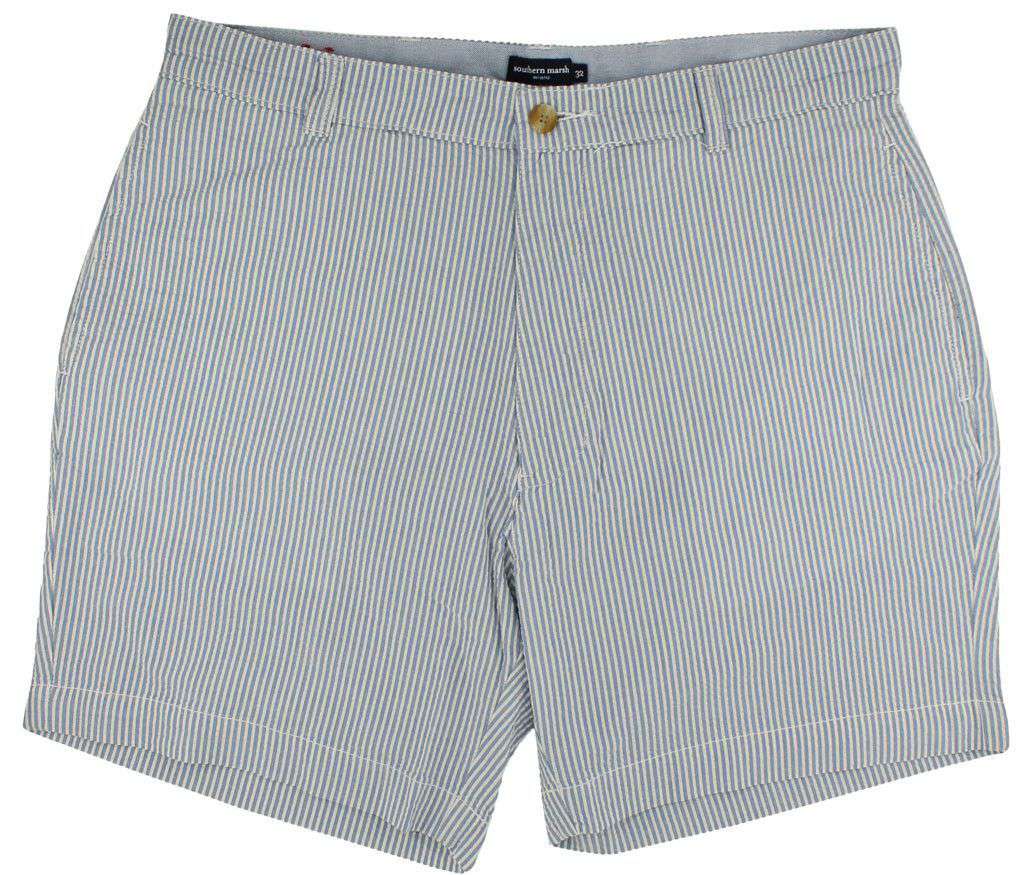 The Regatta 6" Short in Blue Seersucker by Southern Marsh - Country Club Prep