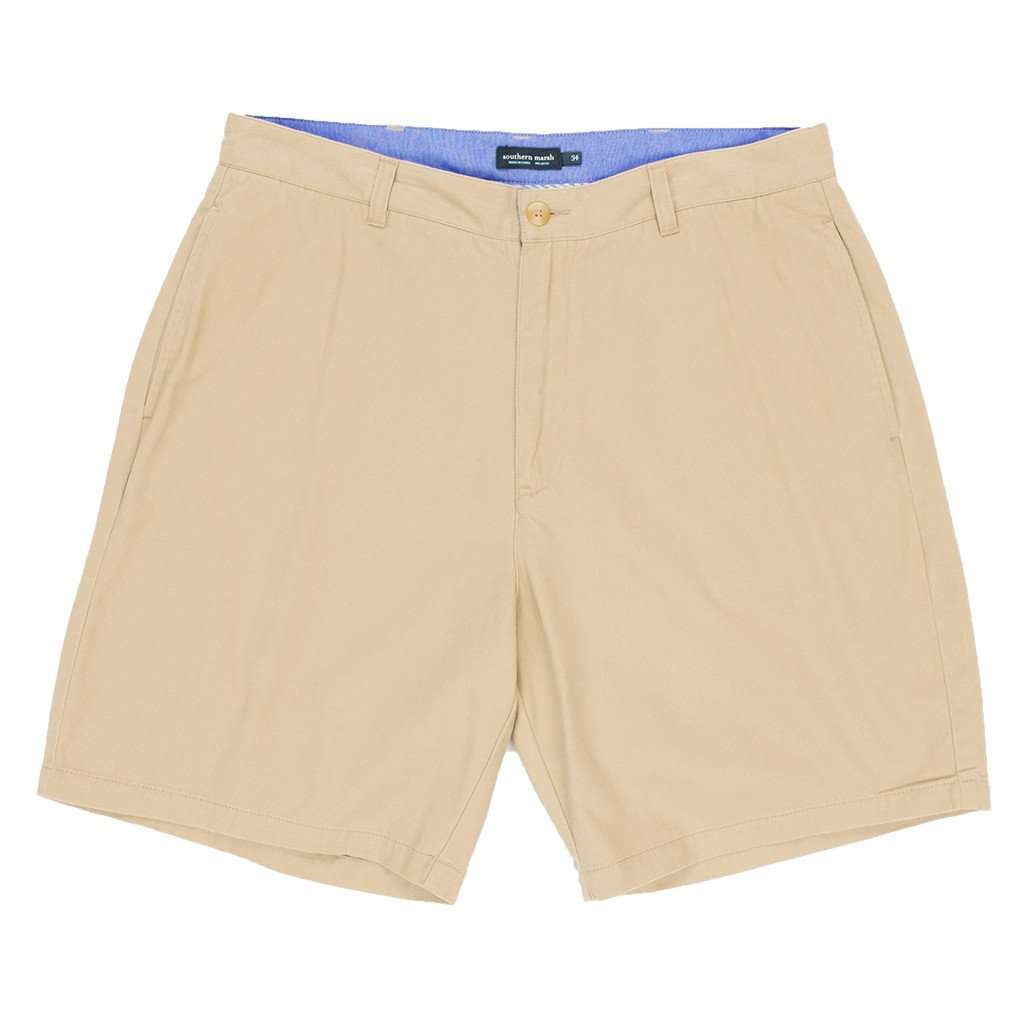 The Regatta 8" Short Flat Front in Khaki by Southern Marsh - Country Club Prep