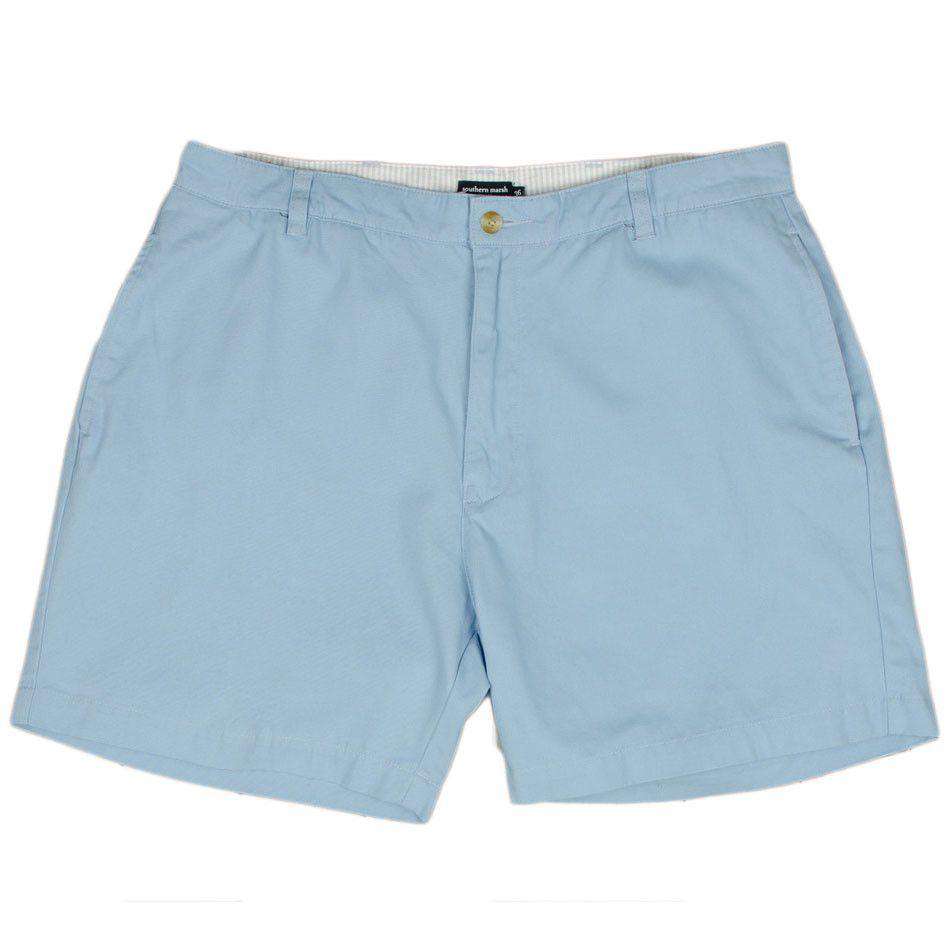 The Regatta 8" Short Flat Front in Light Blue by Southern Marsh - Country Club Prep