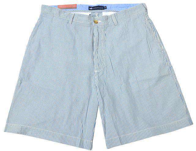 The Regatta 8" Short in Blue Seersucker by Southern Marsh - Country Club Prep