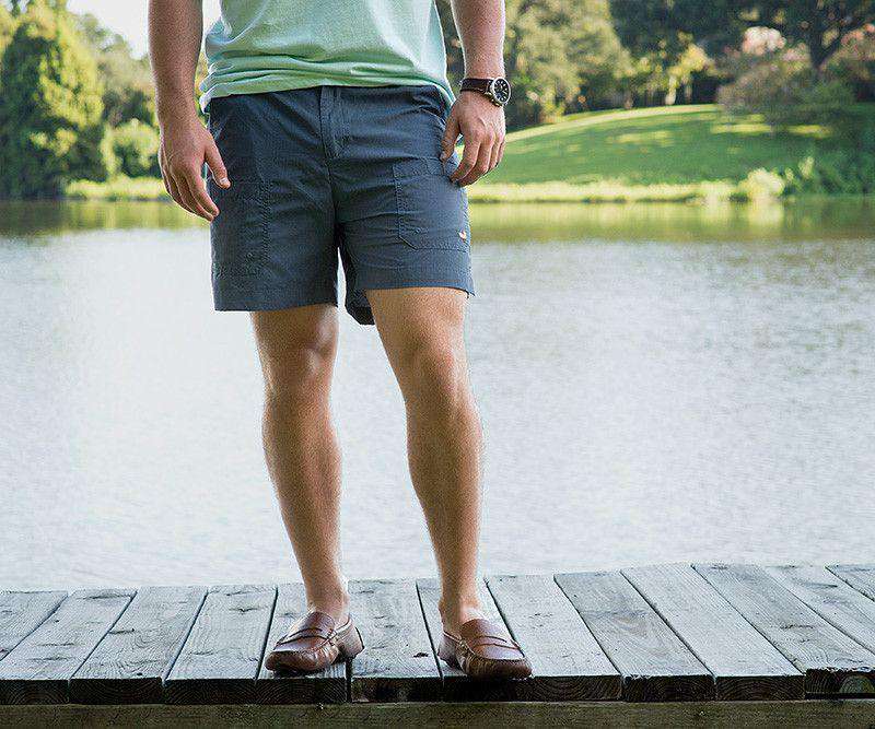 The Tarpon Flats Fishing Short in Slate by Southern Marsh - Country Club Prep