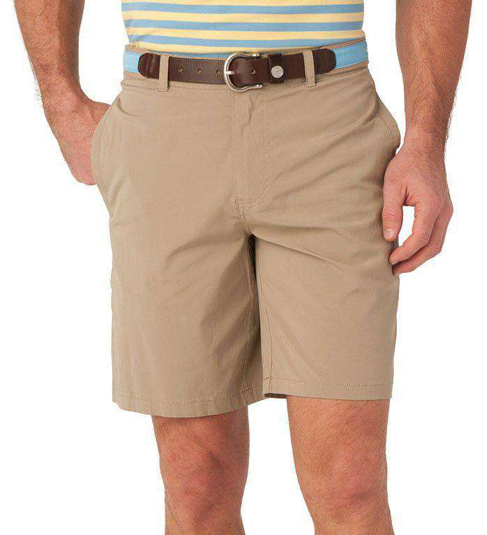 Tide to Trail Performance Shorts in Sandstone Khaki by Southern Tide - Country Club Prep