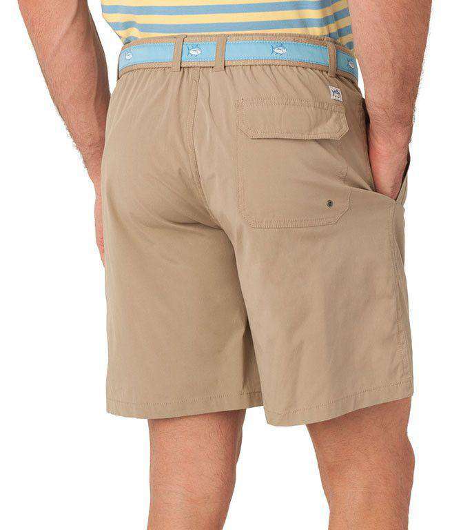 Tide to Trail Performance Shorts in Sandstone Khaki by Southern Tide - Country Club Prep
