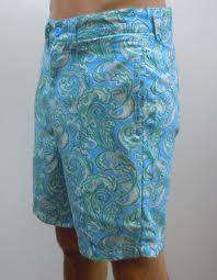 Tighman Active Fit Short in Blue with Green Paisley by Liquid Flow - Country Club Prep