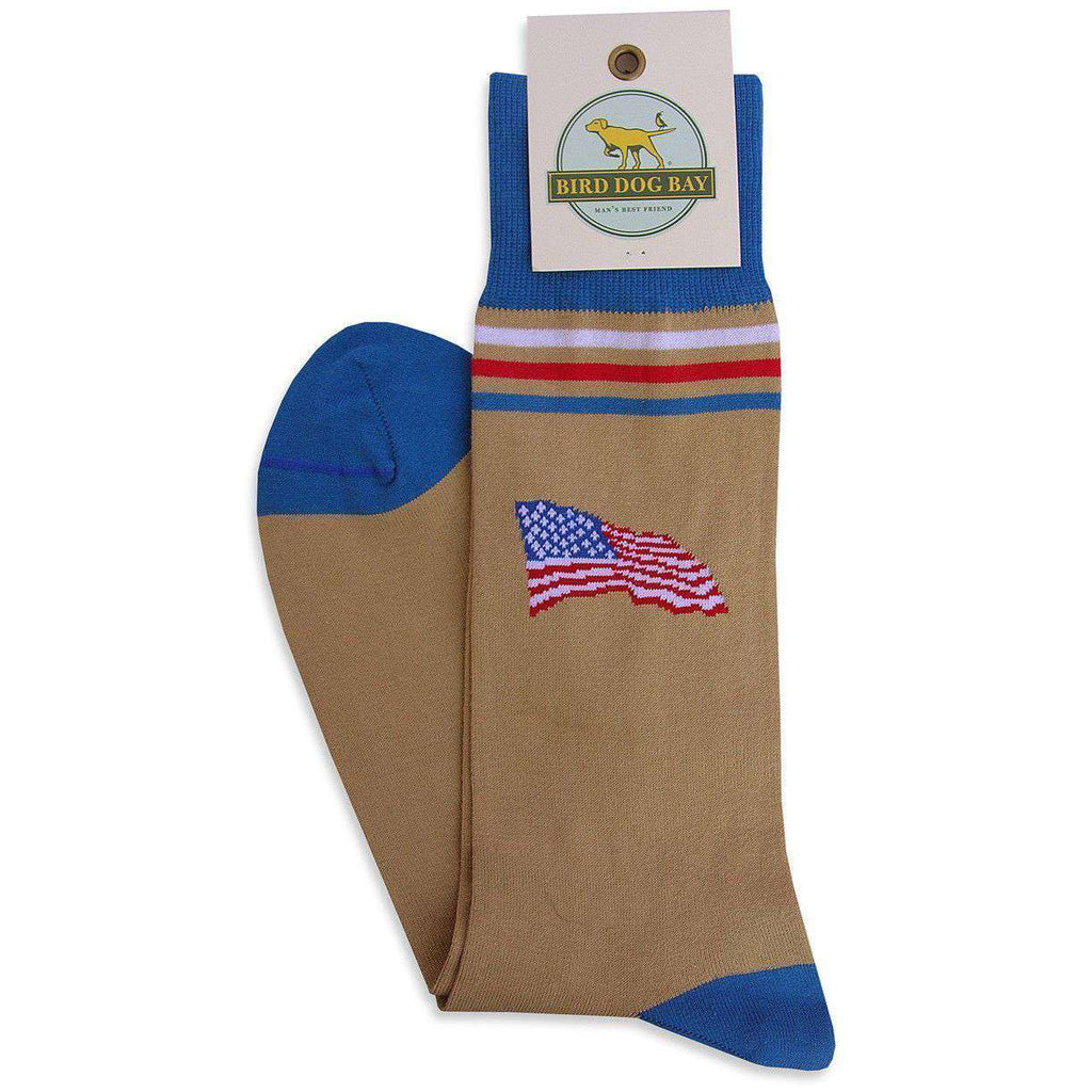 Bird Dog Bay America! Socks in Khaki Country Club Prep