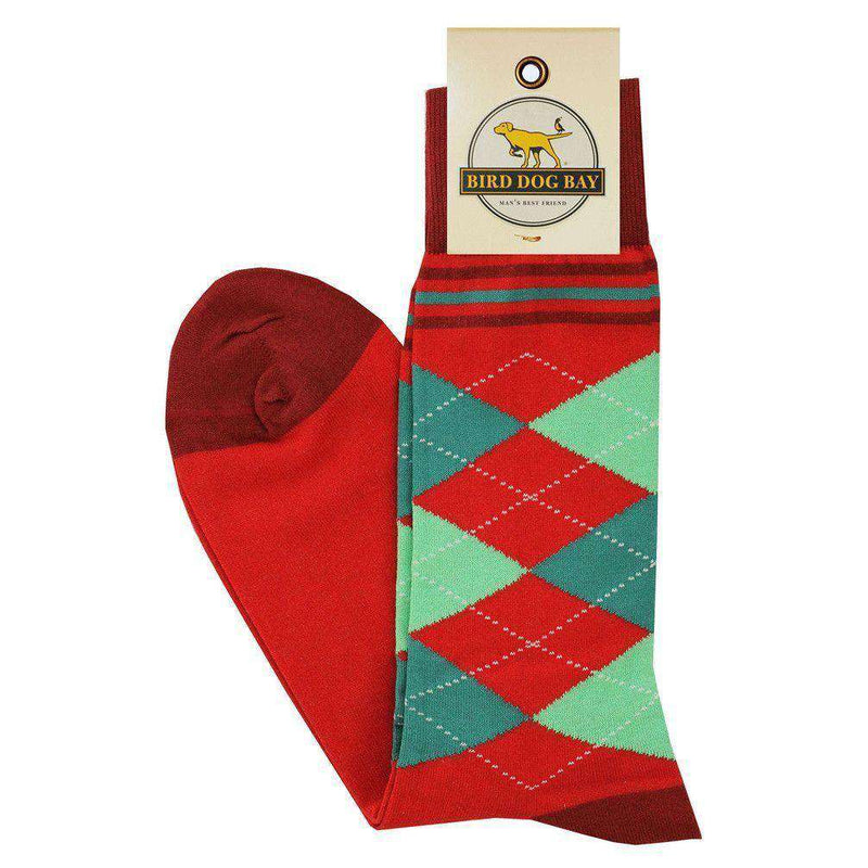 Argyle Socks in Red by Bird Dog Bay - Country Club Prep